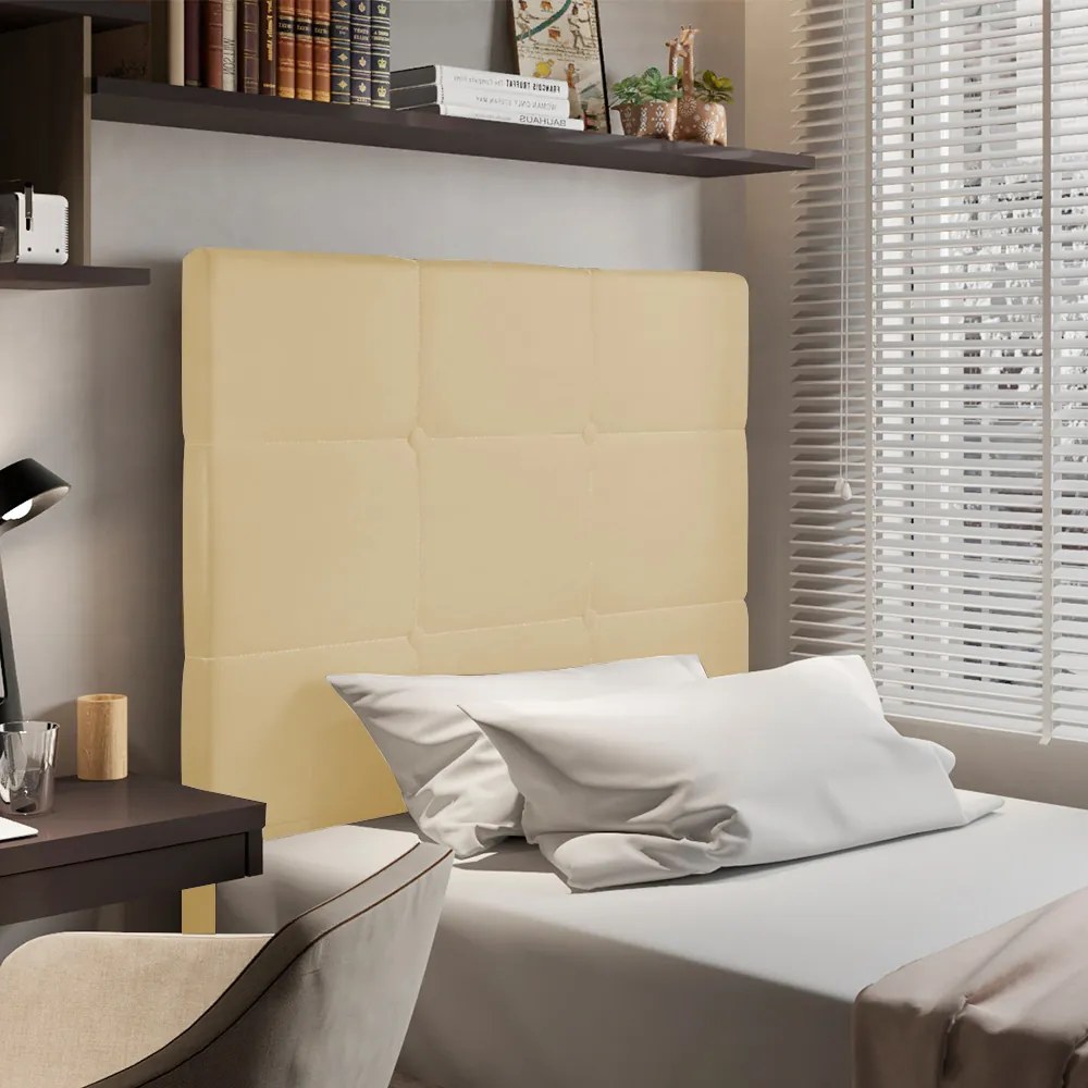 Cabeceira Stambul Para Cama Box Solteiro 90 cm Corino M11 - D'Rossi - Bege