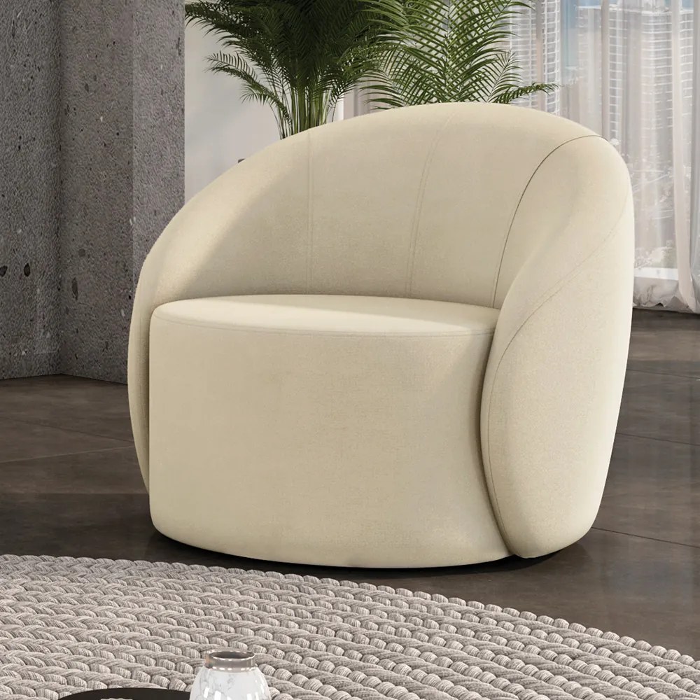 Poltrona Sala Orgânica Giratória Lua Suede D03 - D'Rossi - Bege