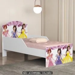 Mini Cama Infantil 148x68cm Proteção Lateral Princesa Rosa Z53 - Mpoze