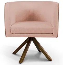 Poltrona Decorativa Giratória Base Giromad Madeira Betina C-105 Linho