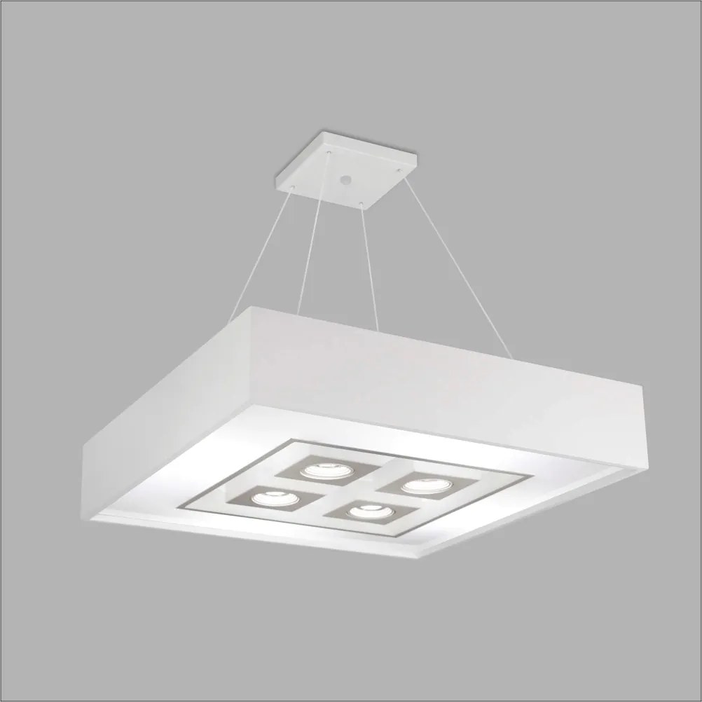 Pendente Quadrado Focus C/ 04 Box 8L E27 / 4L Gu10 60X60X12Cm | Usina... (OC-M Ocre Metálico)