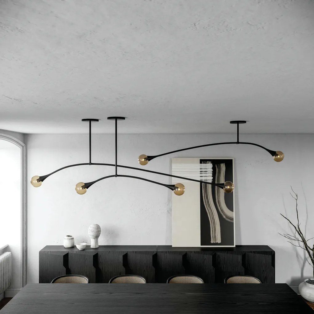 Pendente Jazz Haste Horizontal 25Cm Fixa 11X144X43Cm Globo 10Cm 2Xg9 -... (OL-F - Verde Oliva Fosco, Ambar)