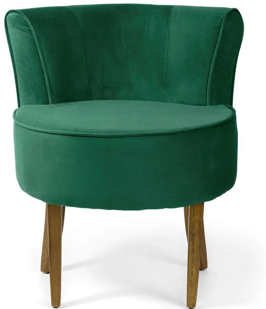 Poltrona Decorativa Sala de Estar Base de Madeira Ayla Veludo Verde G15 - Gran Belo