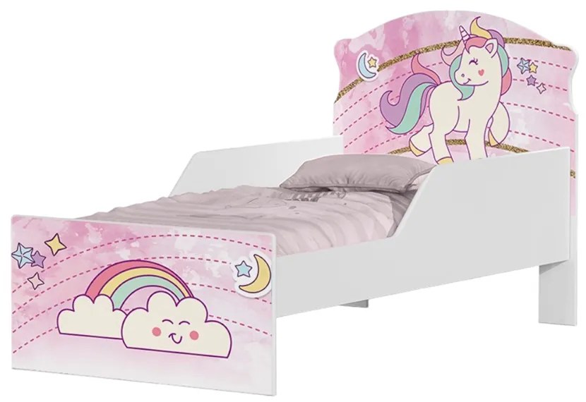Mini Cama Infantil 153,2x79cm com Proteção Lateral Personagens K02 - D'Rossi - Unicórnio