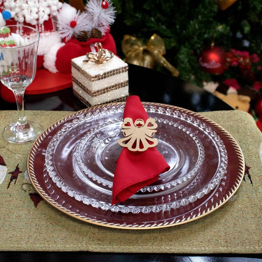 Sousplat de Plástico Vermelho Com Detalhe Em Dourado 33 Cm - D'Rossi