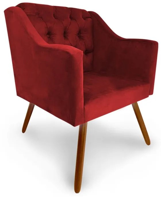 Kit 2 Poltronas Decorativas Capitonê Amanda Retrô Vermelho - Loja Sheep - Vermelho