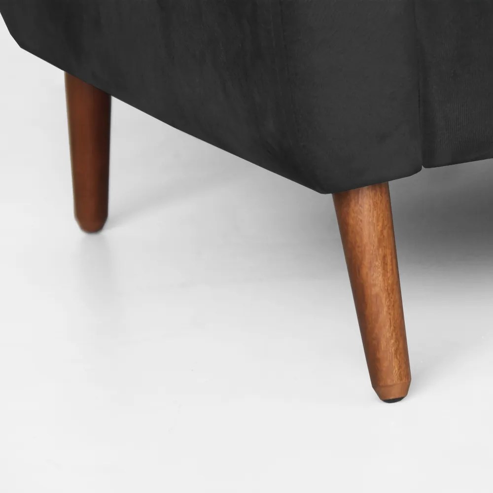 Namoradeira Bruna 1,20 m 2 Lugares Pés Palito Suede Preto