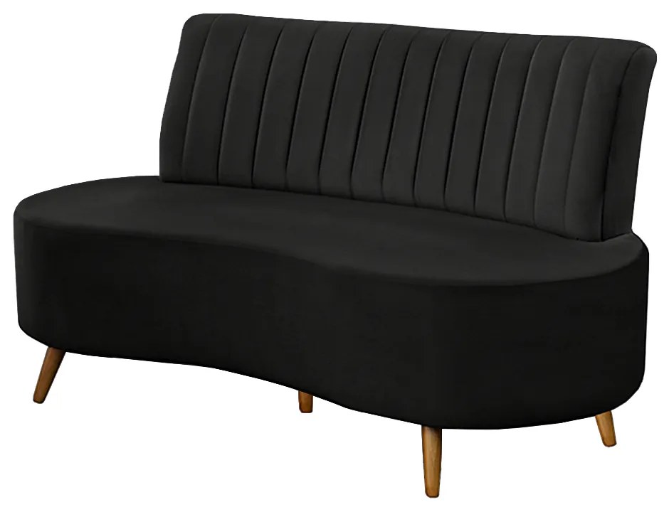 Sofá Decorativo 1,35M 2 Lugares Katara Veludo Preto G33 - Gran Belo