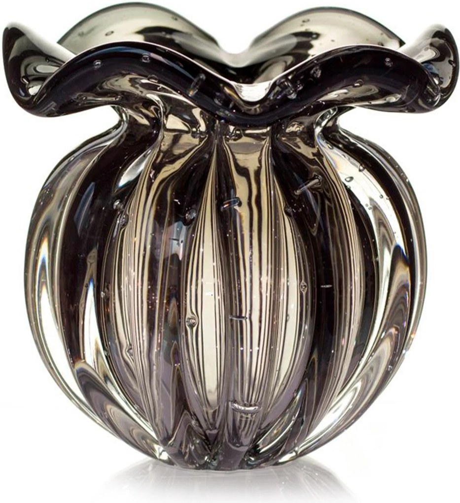 Vaso Murano Trouxinha Torcello PP - Cinza Ônix Ônix