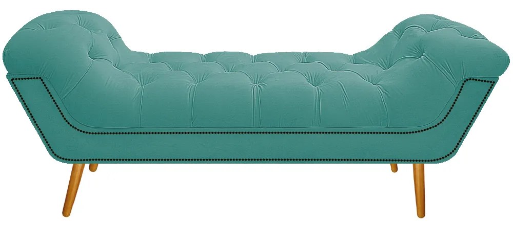 Calçadeira Estofada Veneza 160 cm Queen Size Suede Azul Tiffany - ADJ Decor