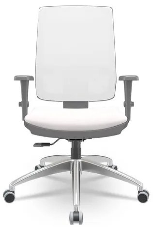 Cadeira Brizza Diretor Grafite Tela Branca Assento Vinil Eco Branco Base RelaxPlax Alumínio - 66001 Sun House