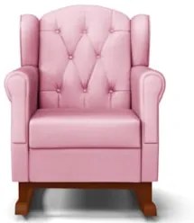 Poltrona de Amamentação Base Madeira Balanço Lucy Z39 Sintético Rosa -