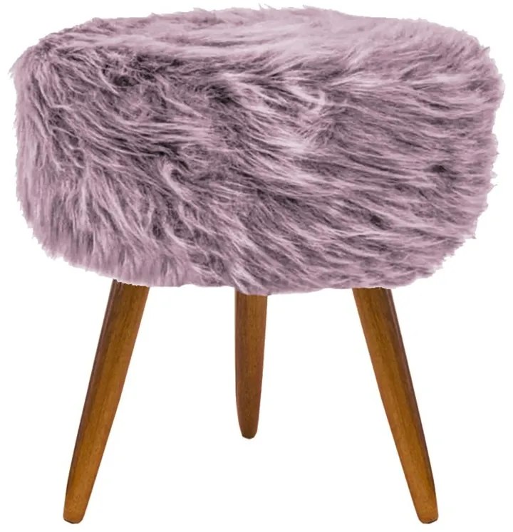 Puff Decorativo Redondo Pelúcia Iris Pés Palito Rosê - Sheep Estofados - Rosa