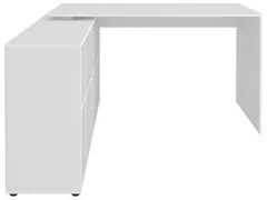 Mesa Escrivaninha em L Eron e Estante Livreiro Stela A06 Branco/Freijó