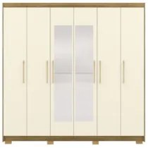Guarda Roupa Casal 223cm Com Espelho Pernambuco Nature/Champanhe - Vil