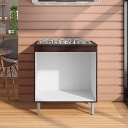 Kit 2 Balcões para Cooktop 5 Bocas 2 Portas Catarina Castanho/Avelã -