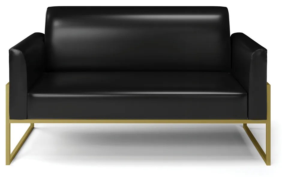 Sofá Namoradeira Base Industrial Alta Dourado Marisa Corano D03 - D'Rossi - Preto