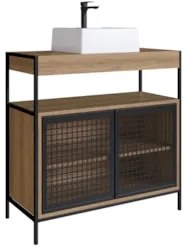 Gabinete Banheiro Liny Com Cuba e Espelheira Moscow Mel Z54 - Mpozenat