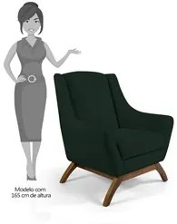 Kit 2 Poltronas Decorativas Base Manu Madeira Juliet C-117 Linho Verde