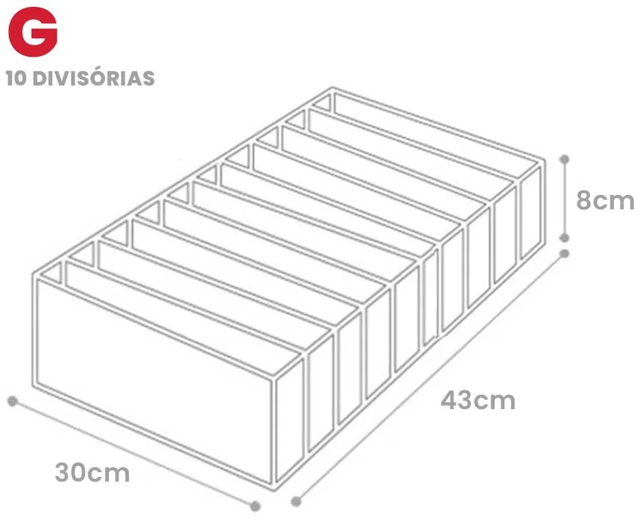 Organizador de Gaveta Invisível G - 10 nichos