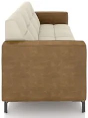 Sofá 2 Lugares 200cm Pés Metálicos Sallin Veludo Bege/Camel Z08 - Mpoz