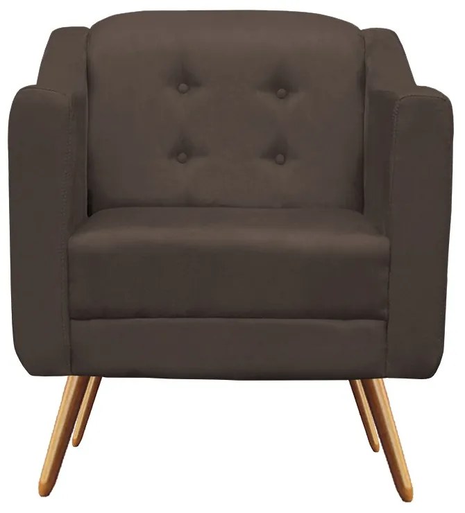 Kit Namoradeira + 2 Poltronas Bruna Pé Palito Suede Marrom