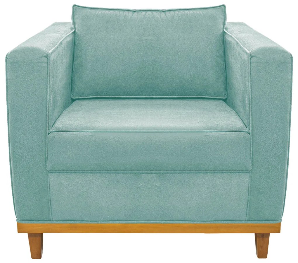 Poltrona Decorativa Europa Suede Azul Tiffany ADJ Decor