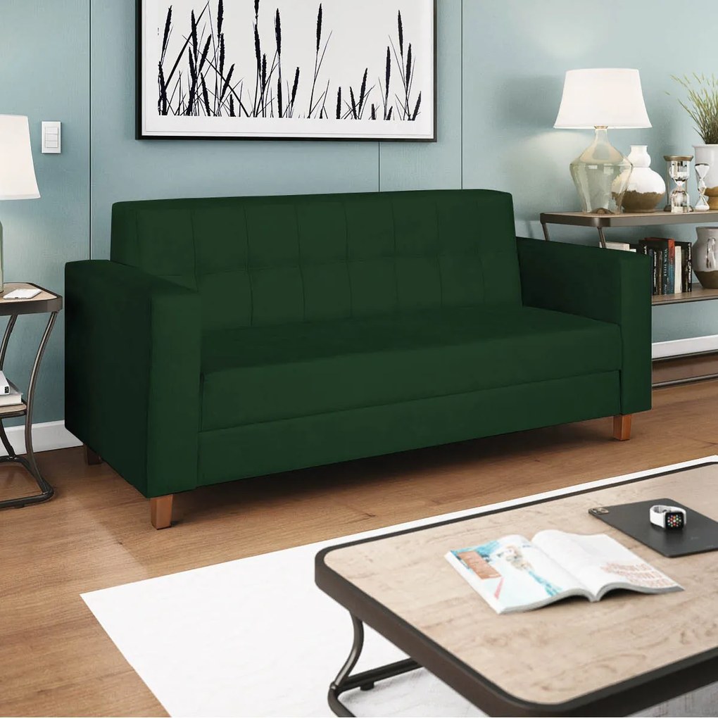 Sofá 2 Lugares Denver Suede Verde - ADJ Decor