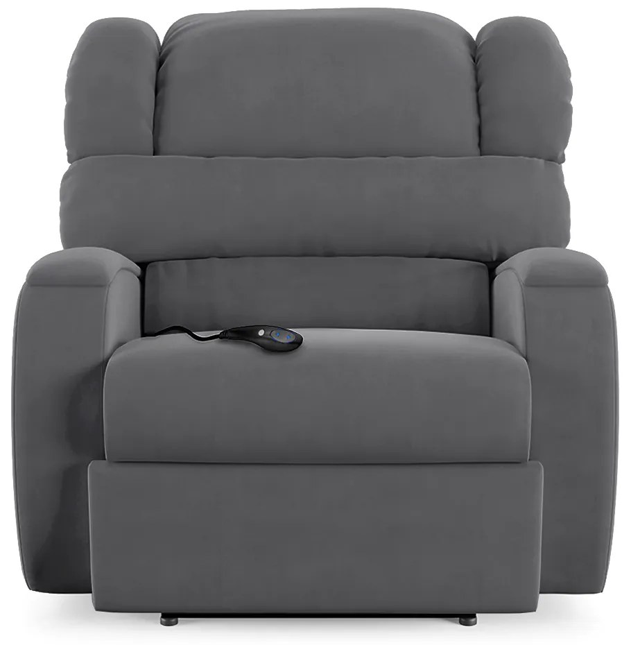 Poltrona do Papai Sala de Cinema Reclinável Kylie Controle Power Elétrico USB Veludo Cinza Grafite G23