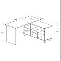 Mesa Para Computador Escrivaninha Em L Gold 2 Gavetas e Nichos  Branco
