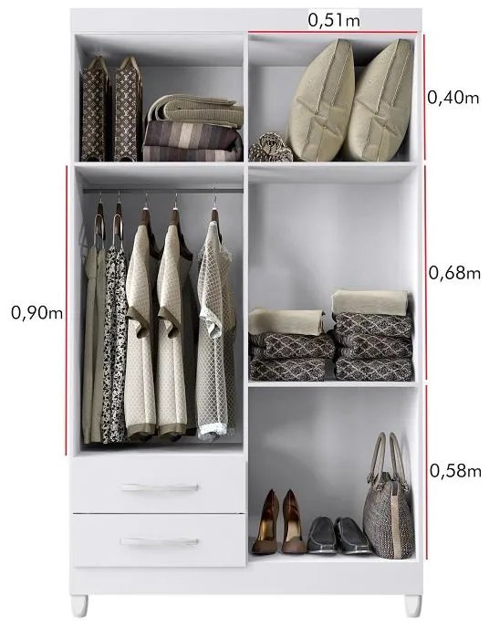 Guarda Roupa Roupeiro Infantil 4 portas 2 Gavetas Quadriflex