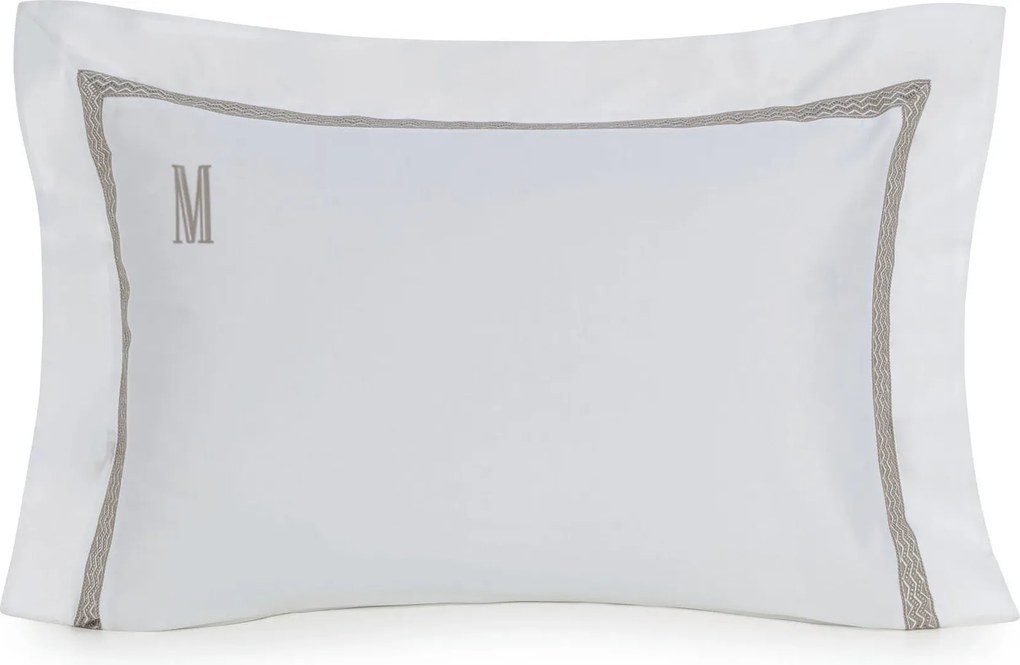 Fronha Avulsa Trussardi Cetim 300 Fios Morelli 50x70cm - Branco e Marrone  Branco e Marrone