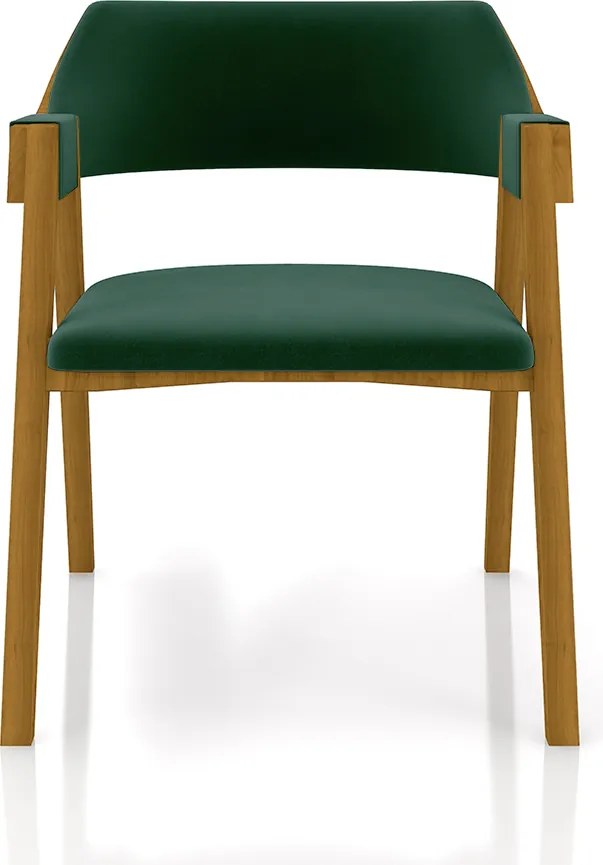 Cadeira Sala de Jantar e Jogos Carteados Madeira Maciça Poker Veludo Verde/Mel G42 - Gran Belo
