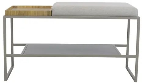 Banco Sapateira Eros Assento Trama Perola e Base Champange 80cm - 67231 Sun House
