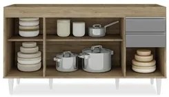 Balcão Gabinete para pia sem Tampo 150cm Marrocos Castanho/Cinza - Lum