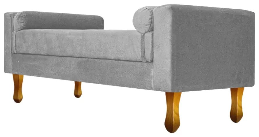 Recamier Félix Queen Size 160cm Suede Cinza - ADJ Decor