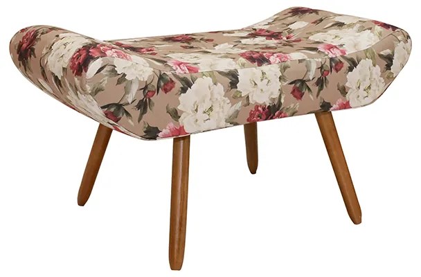 Puff Banqueta 90cm Maya Pés Palito Suede Estampado Floral - Sheep Estofados - Colorido