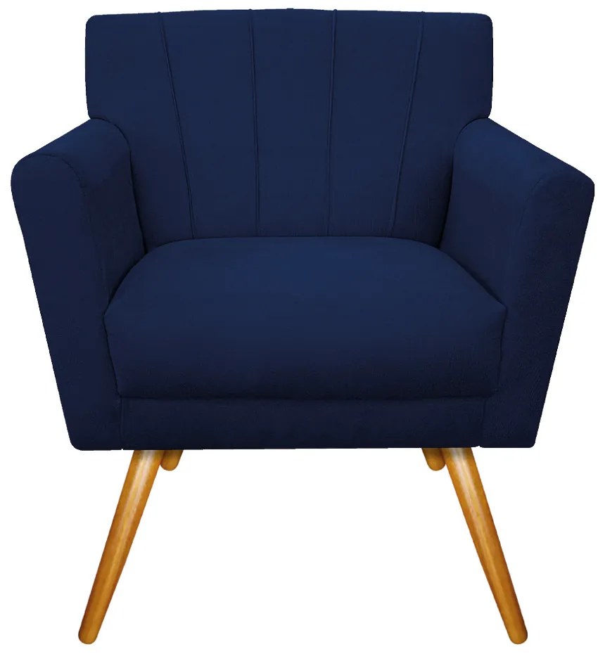 Poltrona Laura Pés Palito Mel Suede Azul Marinho - ADJ Decor