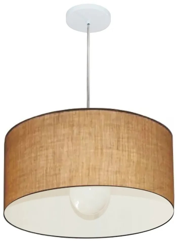 Lustre Pendente Cilíndrico Md-4203 Cúpula em Tecido 45x21cm Palha - Bivolt