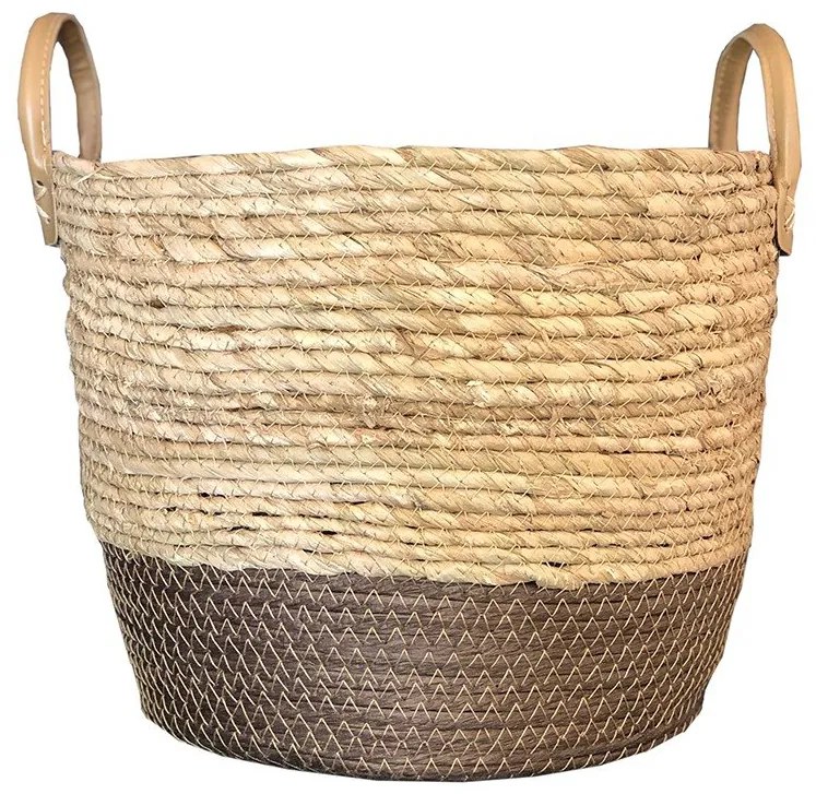 Cesto Seagrass Alça em Couro - M M
