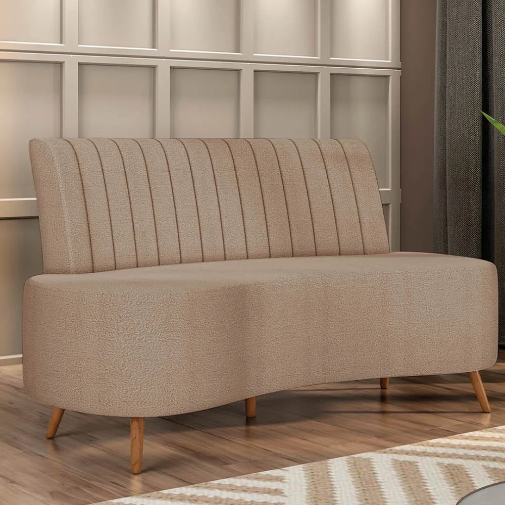 Sofá 2 Lugares Living 160cm Pé Palito Maraú Bouclê K01 - D'Rossi - Creme