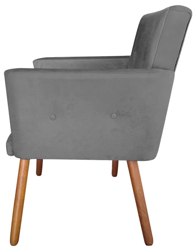 Kit 2 Poltronas Decorativas Nina Plus Suede Cinza - Sheep Estofados - Cinza