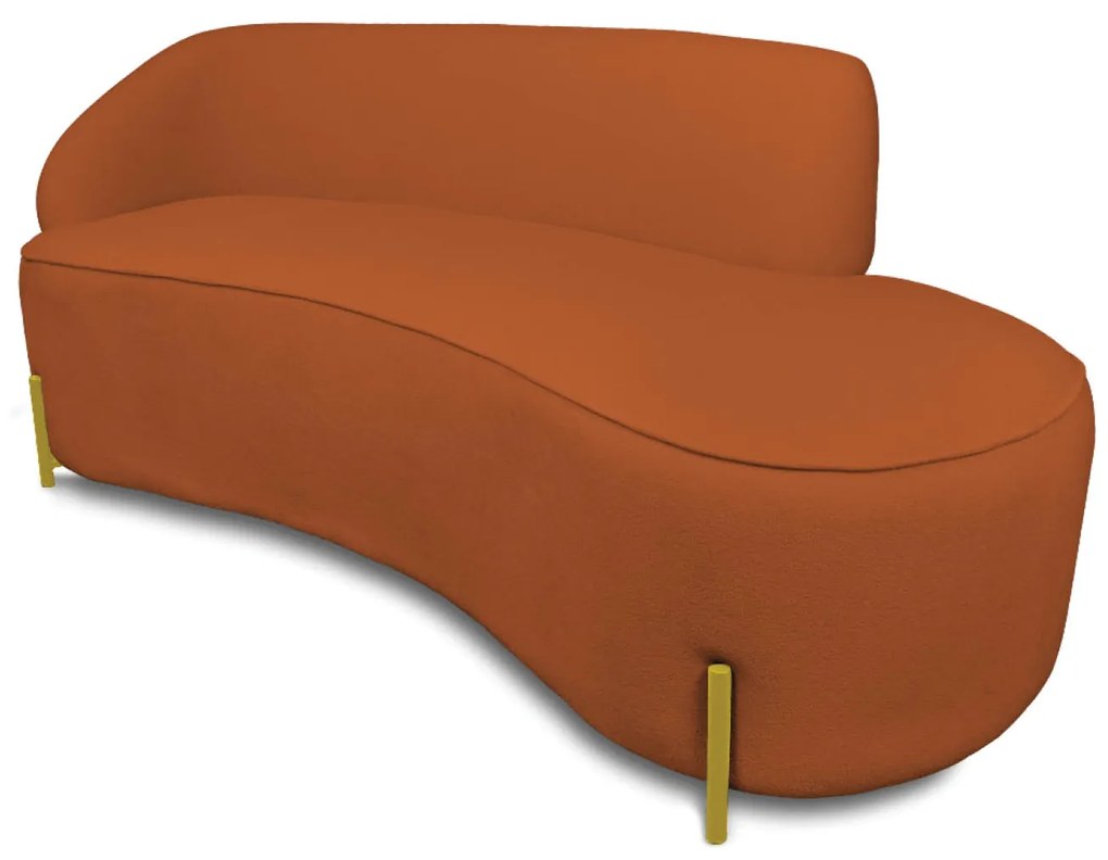 Sofá 4 Lugares Orgânico 220cm Pé Dourado Morgan Bouclê - Verde - Terra