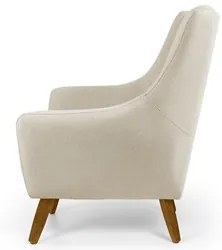 Kit 02 Poltronas Decorativas Juliet Pés de Madeira C-107 Linho Bege -