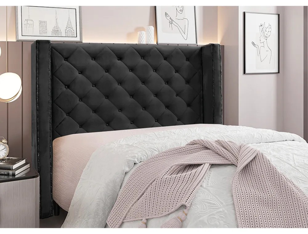 Cabeceira Cama Box Casal 140 cm Vicenza Veludo S04 - D'Rossi - Preto