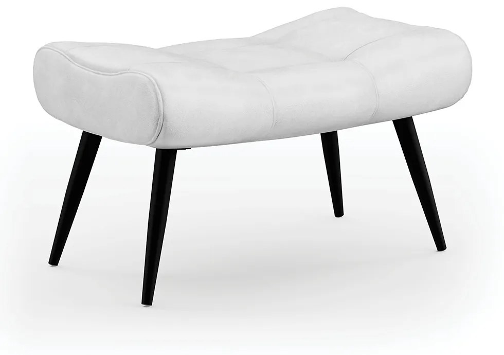 Puff Decorativo Sala de Estar Pés Palito Letty PU Branco G19 - Gran Belo