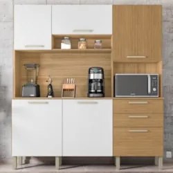Armário de Cozinha Compacta 180cm Turim Z06 Freijó/Supremo/Ripado - Mp