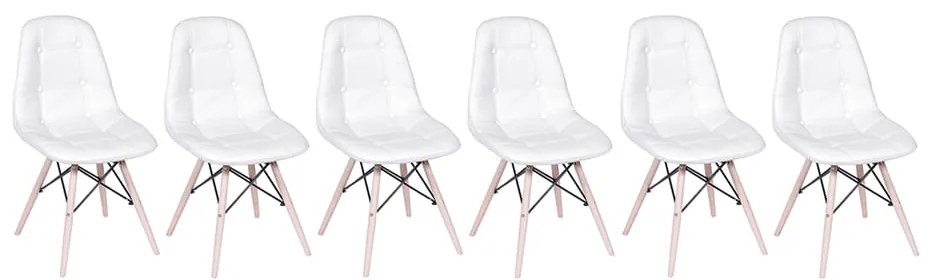 Conjunto 6 Cadeiras Eames Eiffel Botonê Branco - Conjunto 6 Cadeiras Eames Eiffel Botonê - Branco
