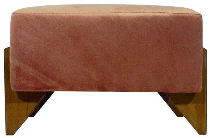 Banquinho Acolchoado Evo Retangular Peach Veludo em Várias Cores - Rosa