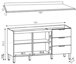 Balcão Gabinete para Pia com Tampo 160cm Charm Z06 Freijó - Mpozenato